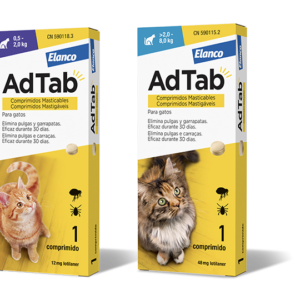 AdTab- Comprimido mastigável contra pulgas e carraças para gato