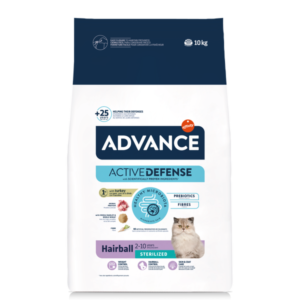 Advance Hairball Sterilized- Ração seca de peru e cevada para gato esterilizado