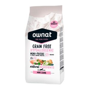 Ownat Grain Free Hypo Mini Lamb- Ração seca sem cereais para cão adulto mini