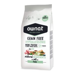 Ownat GF Hypo Pork- Ração seca de porco sem cereais para cão com alergias (3 kg)