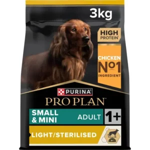 proplan-adult-light-sterilised-frango-para-cao-mini Pro Plan Light Sterilised- Ração seca de frango para controlo de peso para cão pequeno (3kg)
