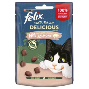 Felix Naturally Delicious- Snacks de salmão e espinafres para gato