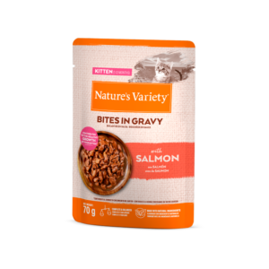 natures-variety-bites-in-gravy-salmon-kitten Nature's Variety Bites in Gravy- Pedaços em molho de salmão para gatinho
