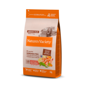 Nature's Variety No Grain Medium Adult- Ração seca de salmão para cão adulto médio