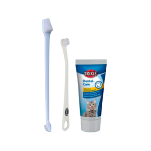 Trixie- Conjunto de higiene dentária sabor a queijo para gato