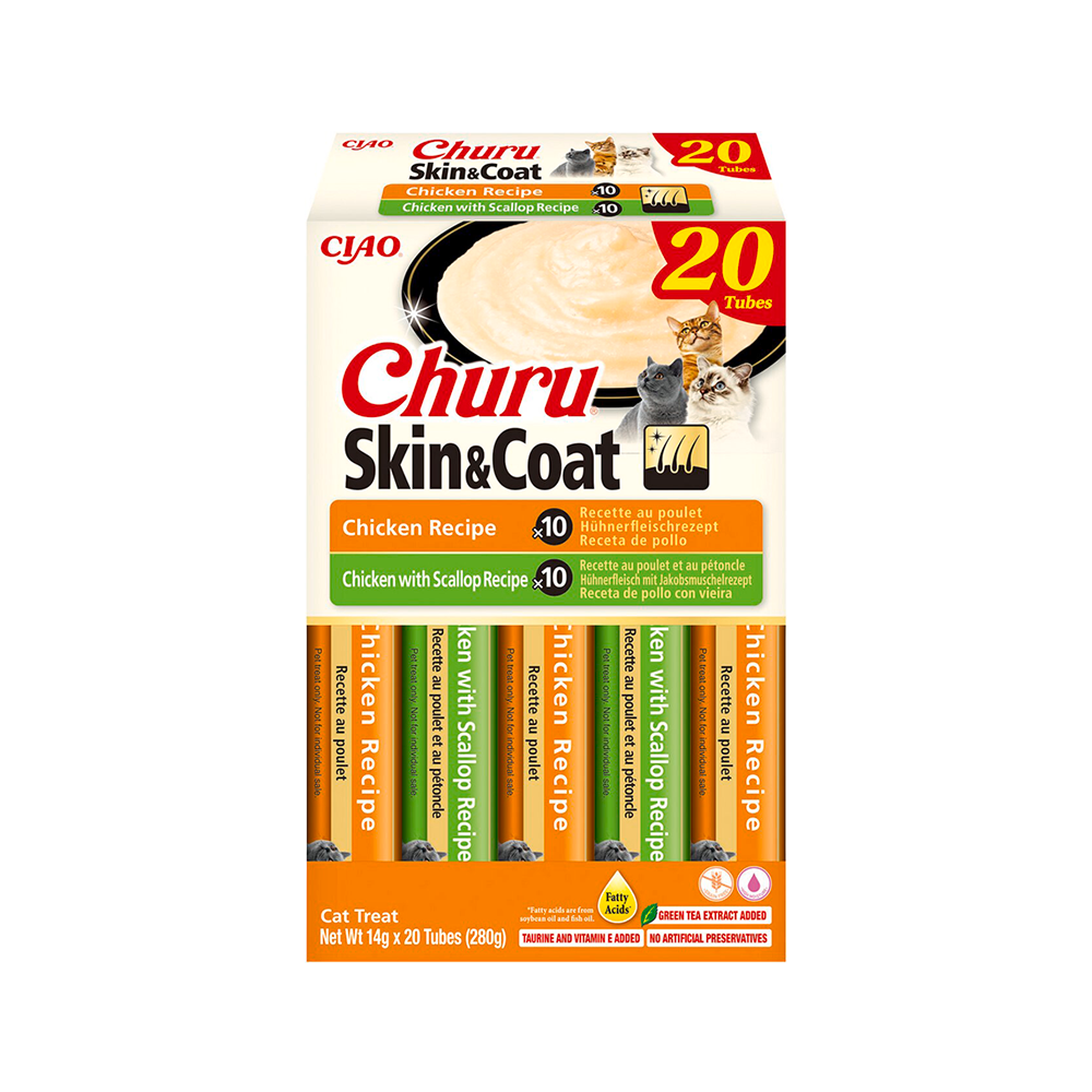 Churu Skin & Coat- Snack líquido variedades de frango para gato