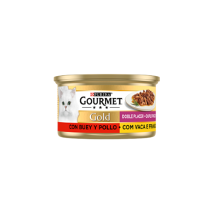 Gourmet Gold Duplo Prazer- Pedaços de vaca e frango para gato